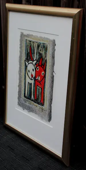 Hans Innemee - Ingelijste zeefdruk: "blanc et rouge" - 2001 kopen? Bied vanaf 199!