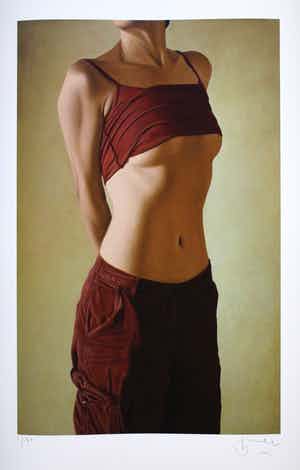 Willi Kissmer - Kleurengiclee LADY IN RED Handgesigneerd. verkocht voor € 65!