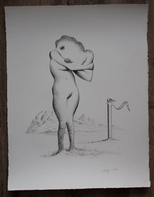 Buy Joop Moesman - Litho: Boomvrouw - 1971? Bid from 100!