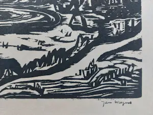 Jan Wiegers - Houtsnede 'Landschap' kopen? Bied vanaf 110!