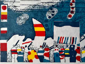 Jef Diederen - Zeldzame Lino-houtsnede op japans papier (groot formaat) - 1975 kopen? Bied vanaf 45!