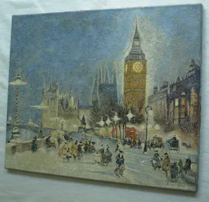 Niet of onleesbaar gesigneerd - Olieverf en zand , Wintergezicht Londen (?) – gesigneerd - 50 x 60 cm kopen? Bied vanaf 10!