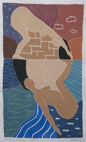 Geertje Briels - Houtdruk op geschept papier, Salto kopen? Bied vanaf 1!