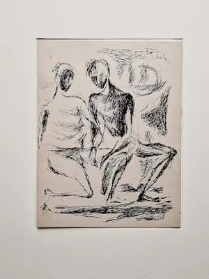 Buy Leo Schatz - Originele jaren 60 oost-indische inkt tekening "man en vrouw" gesigneerd? Bid from 48!