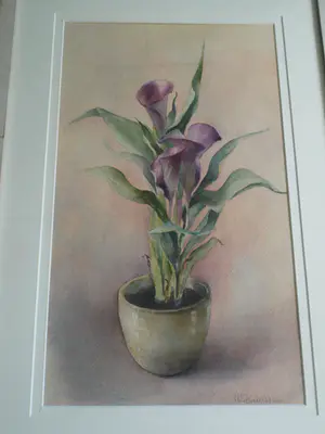 Niet of onleesbaar gesigneerd - Ingelijste aquarel , Bloemstilleven – onduidelijke signatuur… kopen? Bied vanaf 1!