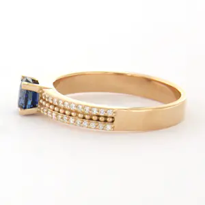 18k gouden ring met saffier en briljant geslepen diamant tot. 0.18ct kopen? Bied vanaf 660!