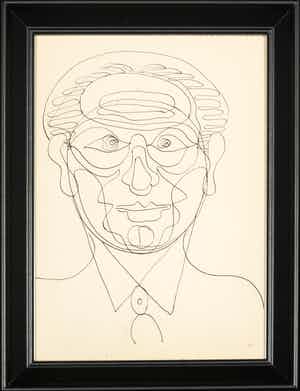 Siep van den Berg - Pentekening, Z.T. Portret - Ingelijst verkocht voor € 55!