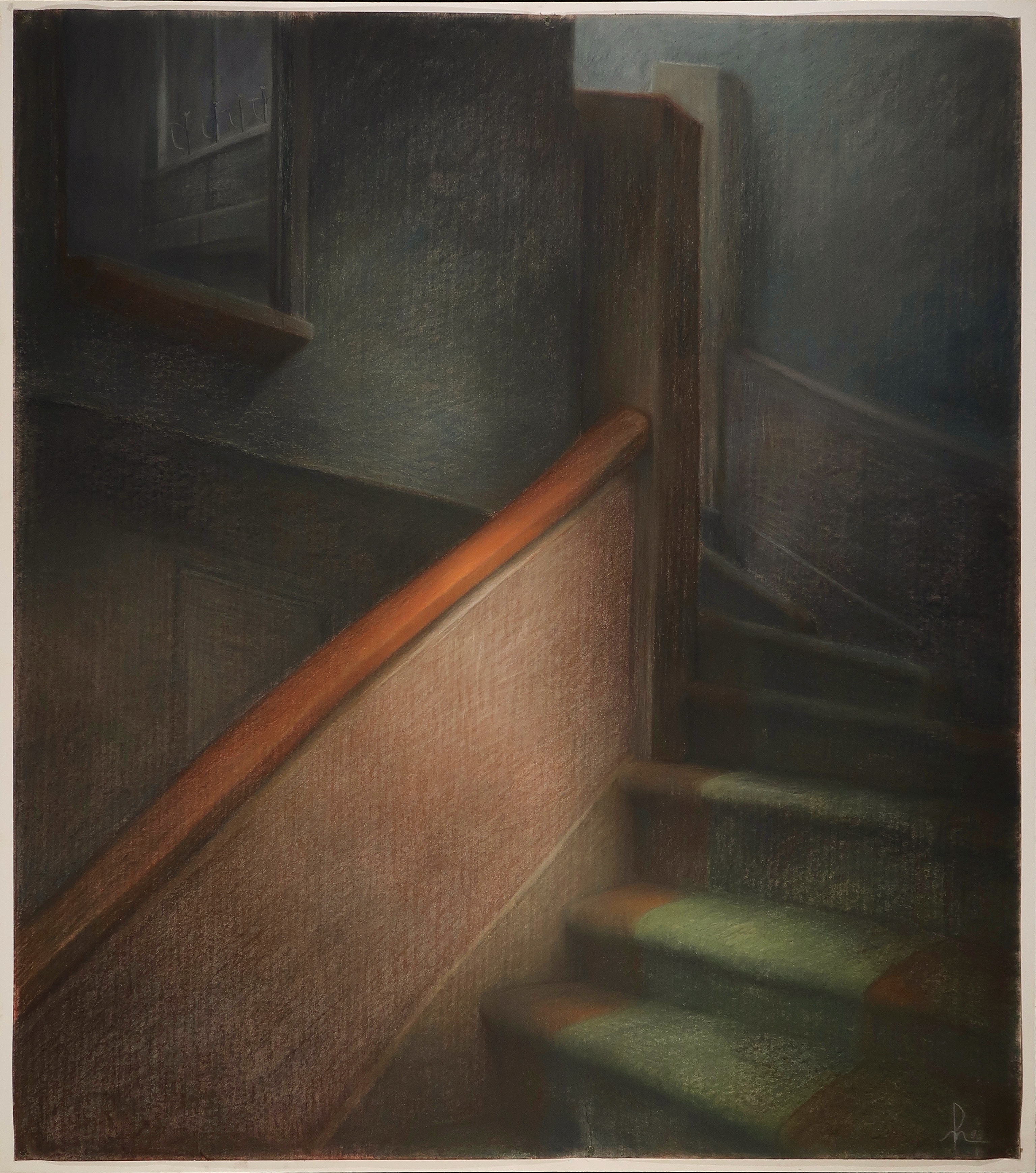 Peter Miedema - Krijttekening, Trappenhuis - Ingelijst (Zeer groot) verkocht voor € 1!