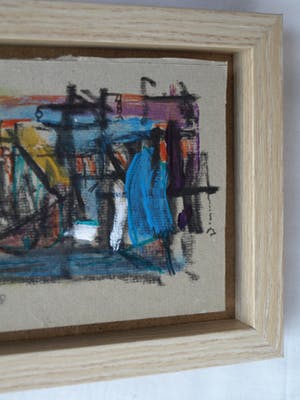 Jasper Banen - Acrylverf, pastel, potlood en pen op karton , “Haven” - ingelijst – 2018 kopen? Bied vanaf 10!