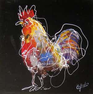 Caspar van Houten - Le coq en noir III verkocht voor € 100!