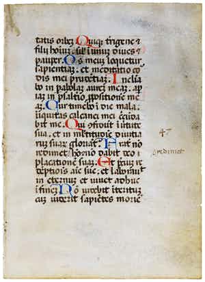 Geïllumineerde tekst op perkament uit een getijdenboek verkocht voor € 50!