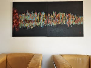 John Foppen - City Vieuw By Night......# K04. Diptych .XL. GROOT. kopen? Bied vanaf 195!