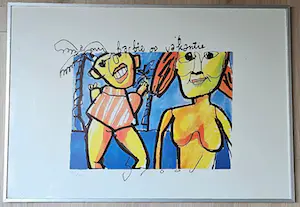 Herman Brood - Barbie op vakantie - handgesigneerde litho - 125 ex. kopen? Bied vanaf 1!