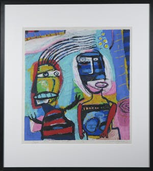 Henk Vierveijzer - Zeefdruk, Me haar doen - Ingelijst kopen? Bied vanaf 50!