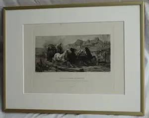 William Unger - Ets naar een schilderij van Adolf Schreyer , Wallachisches Fuhrwerk – ca 1880 kopen? Bied vanaf 10!