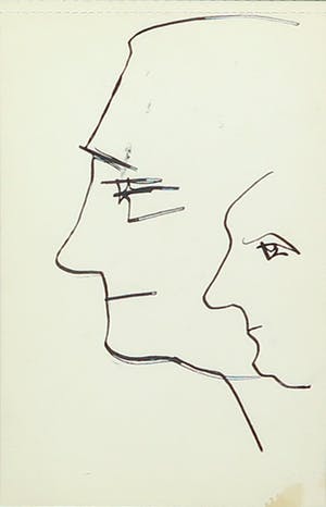 Siep van den Berg - Lot van drie inkttekeningen, Dubbelportretten en profil - Ingelijst kopen? Bied vanaf 40!