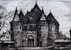 Jan Poortenaar - Ets: Waag Amsterdam - 1945 verkocht voor € 45!