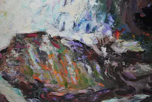 Jacobus Doeser - bruggetje boven een waterval - olieverfschilderij, fors formaat kopen? Bied vanaf 50!