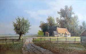 Bernard H. Slotmann - B8298-1, Boerderijgezicht in de polder verkocht voor € 295!