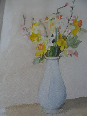 A.G.M. Huijsmans-Evers - Aquarel, Bloemen in een vaas. kopen? Bied vanaf 10!