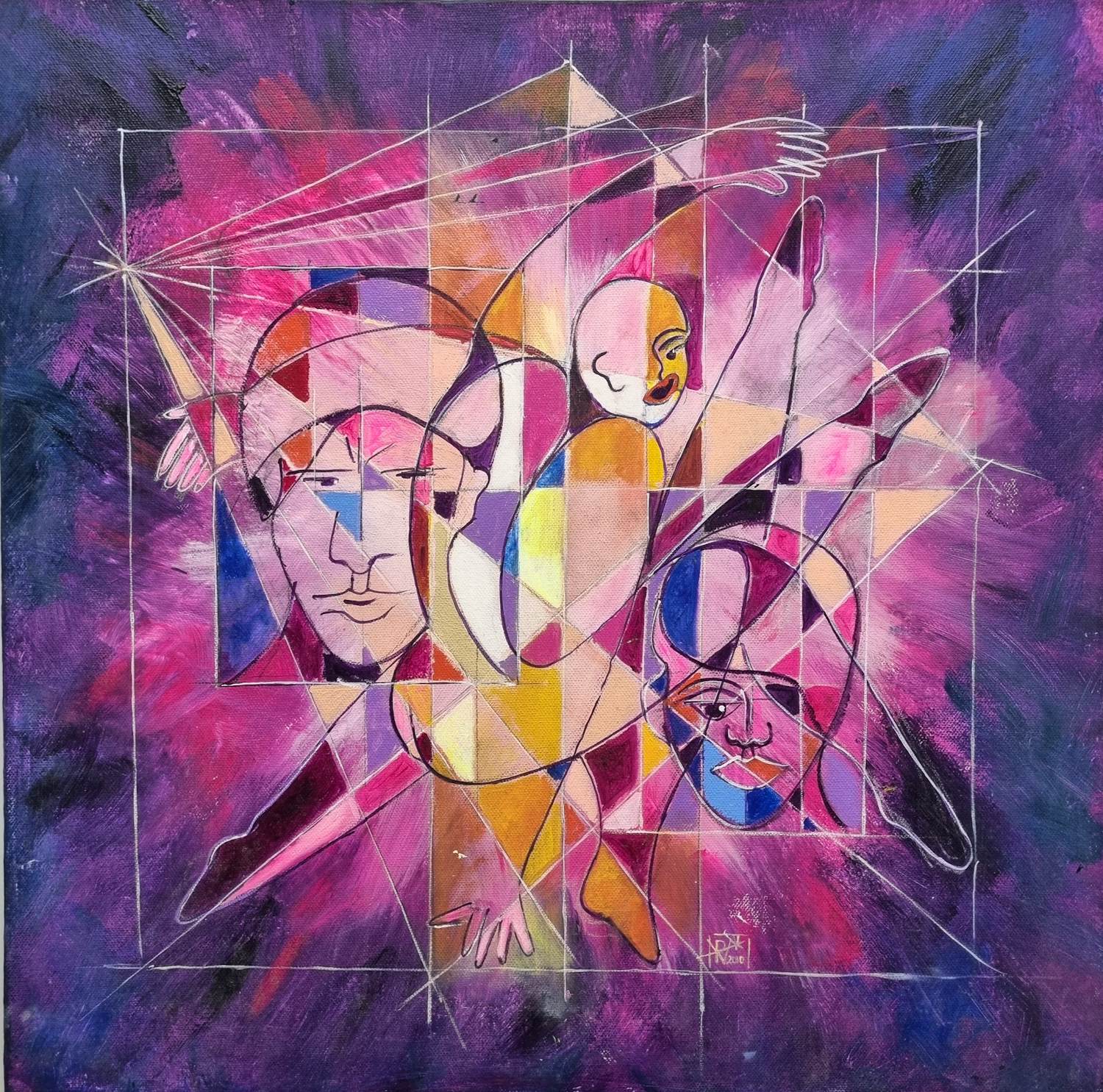 Rien Verschuur - Abstracte personen kopen? Bied vanaf 60!