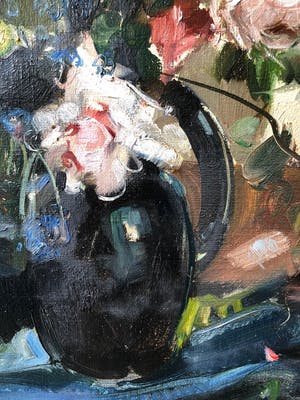 Clement Serneels - (1912-1991) "Bloemen in zwarte Vaas" 1940 kopen? Bied vanaf 500!