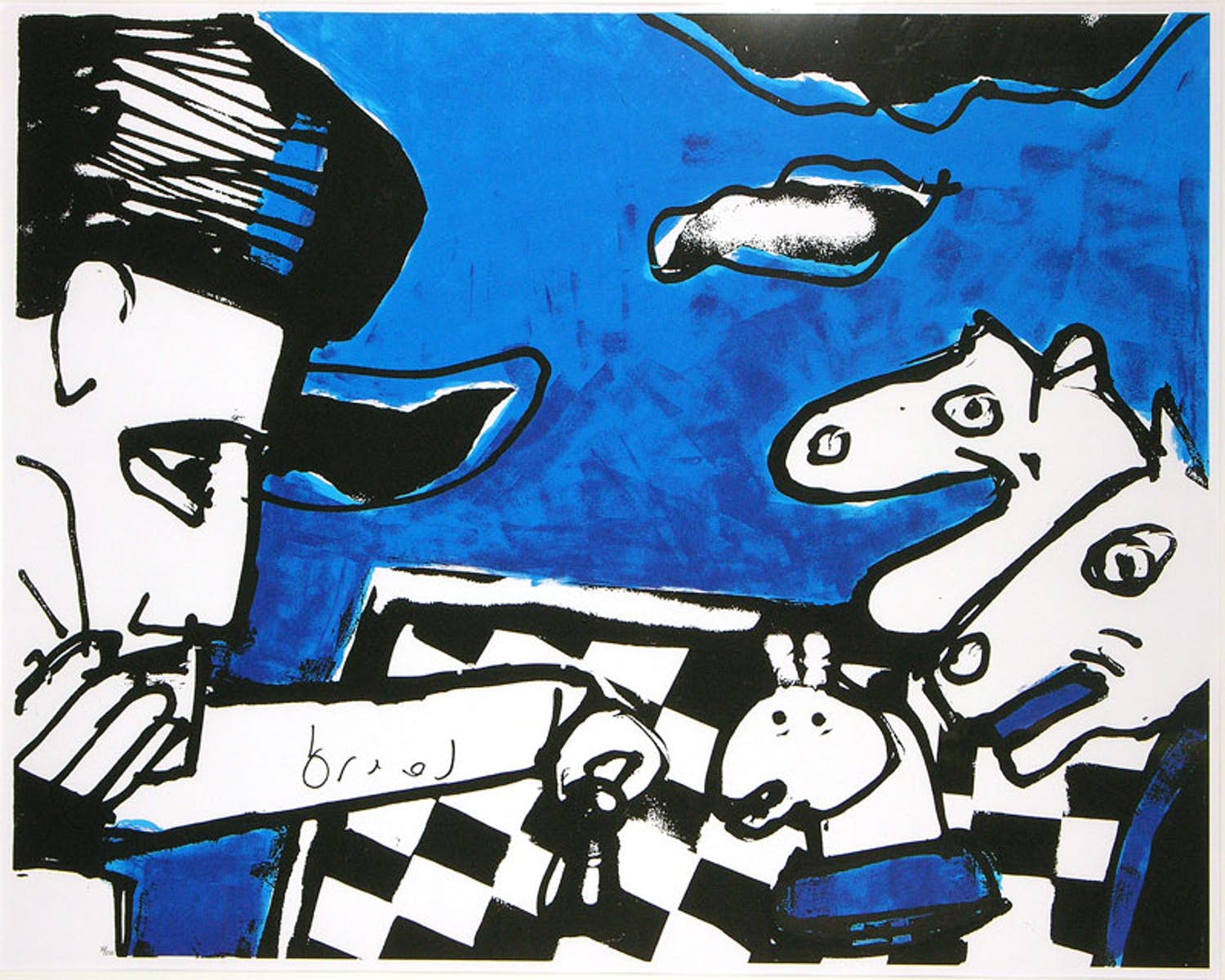 Herman Brood - Kleurenzeefdruk CHESS Handgesigneerd----ZEER GROOT!!!! kopen? Bied vanaf 285!