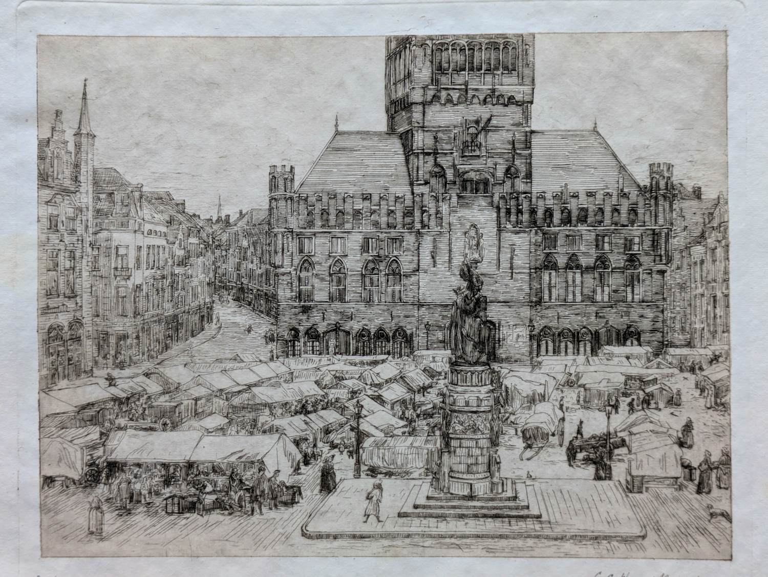 Gerrit Haverkamp - 1913 - De Grote Markt te Brugge kopen? Bied vanaf 35!