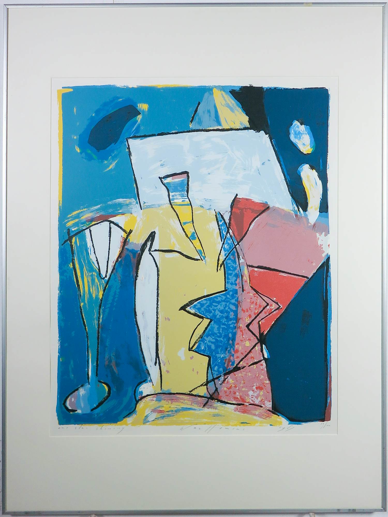 Piet Warffemius - Zeefdruk, One Star Shining - Ingelijst kopen? Bied vanaf 35!