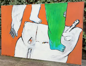 Hannes Postma - Figuren, olieverf op doek (groot!) kopen? Bied vanaf 250!