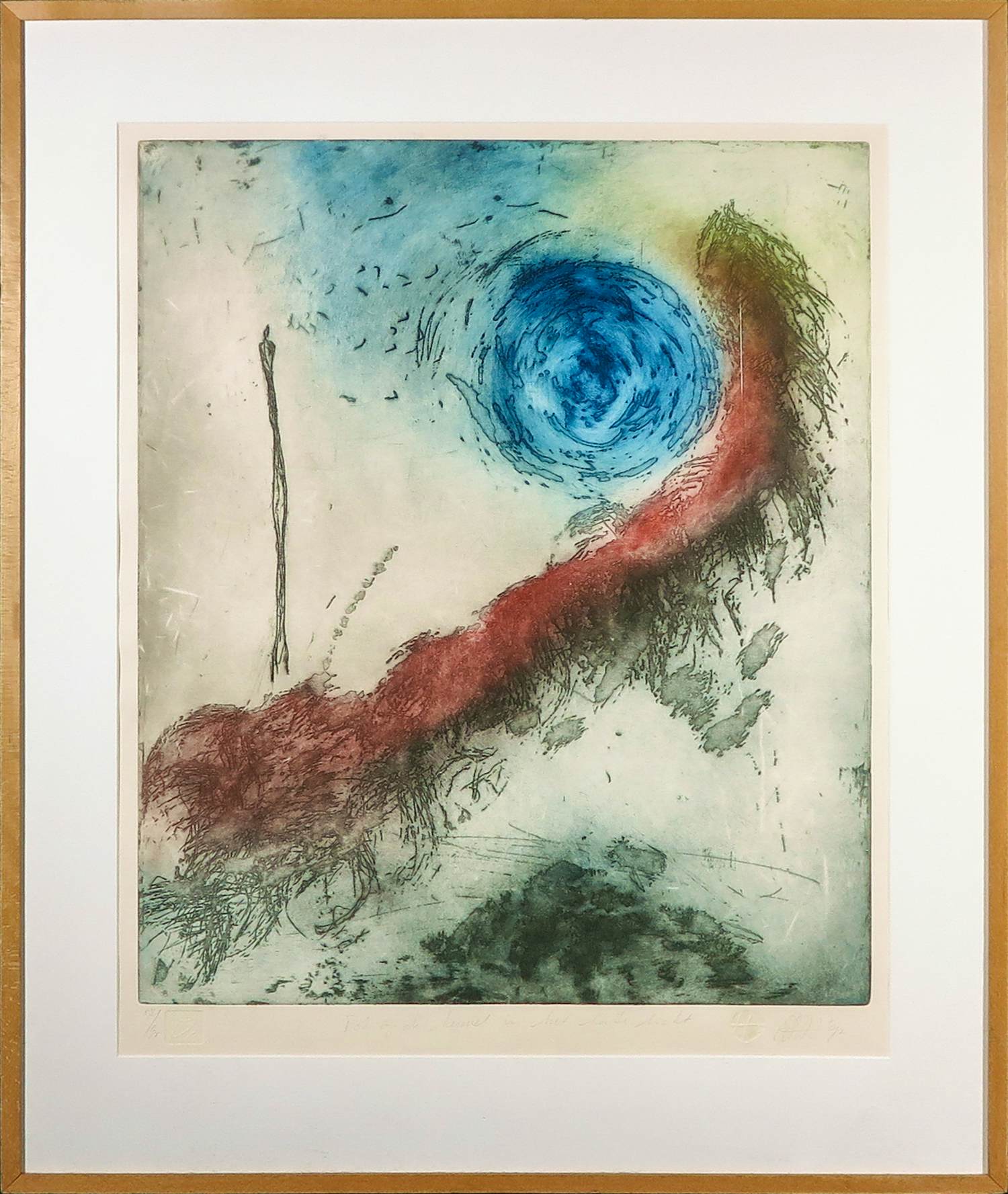 Ad Arma - Ets en aquatint, Tot over de heuvel - Ingelijst (groot formaat!) verkocht voor € 60!