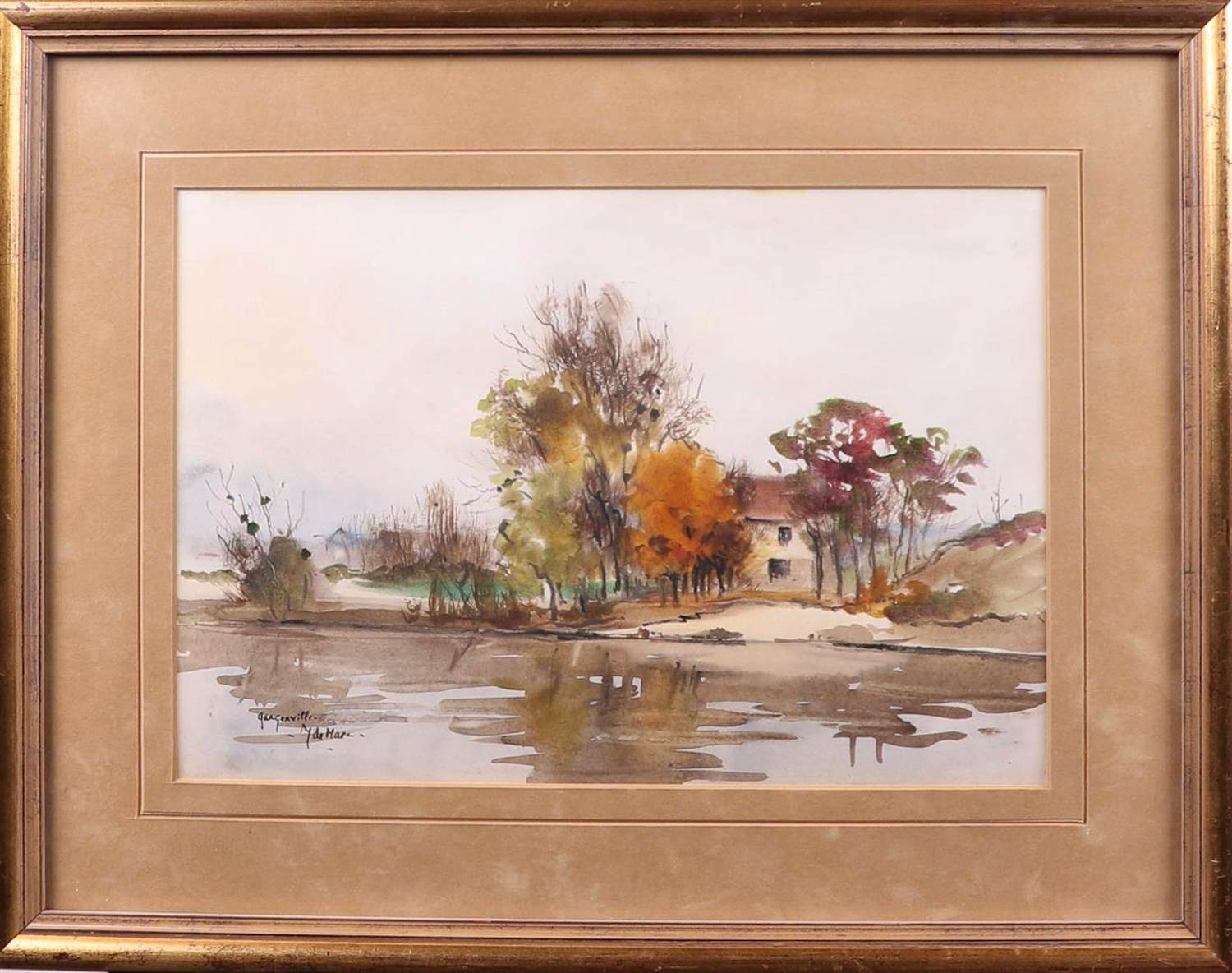 Yves de Mare - Aquarel - Vijver landschap kopen? Bied vanaf 50!