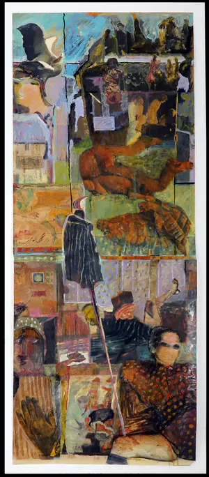 Paul Marcus - Gemengde techniek op kunststof, Collage met kameel en schildpad kopen? Bied vanaf 1!