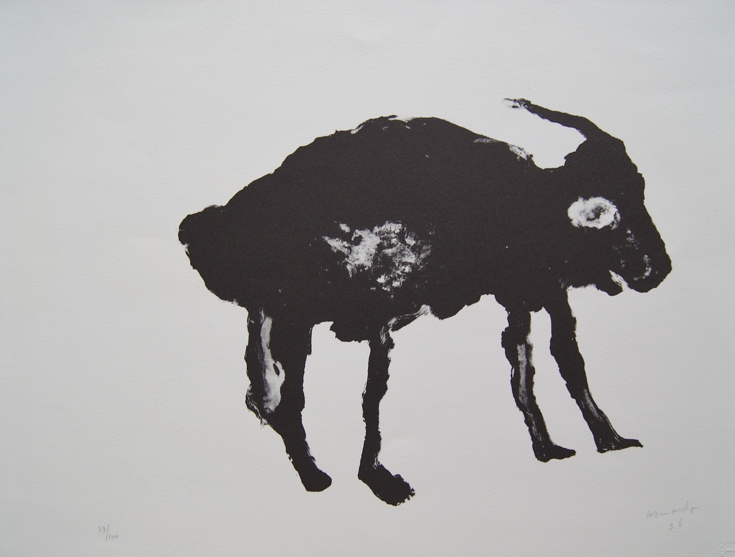 Armando - gesigneerde litho 'Bokje' - 1996 verkocht voor € 375!