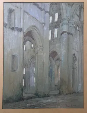 Eugene Lucker - Kerkinterieur. Pastelkrijt. Groot. kaufen? Bieten Sie von 20!