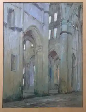 Eugene Lucker - Kerkinterieur. Pastelkrijt. Groot. verkauft für € 35!