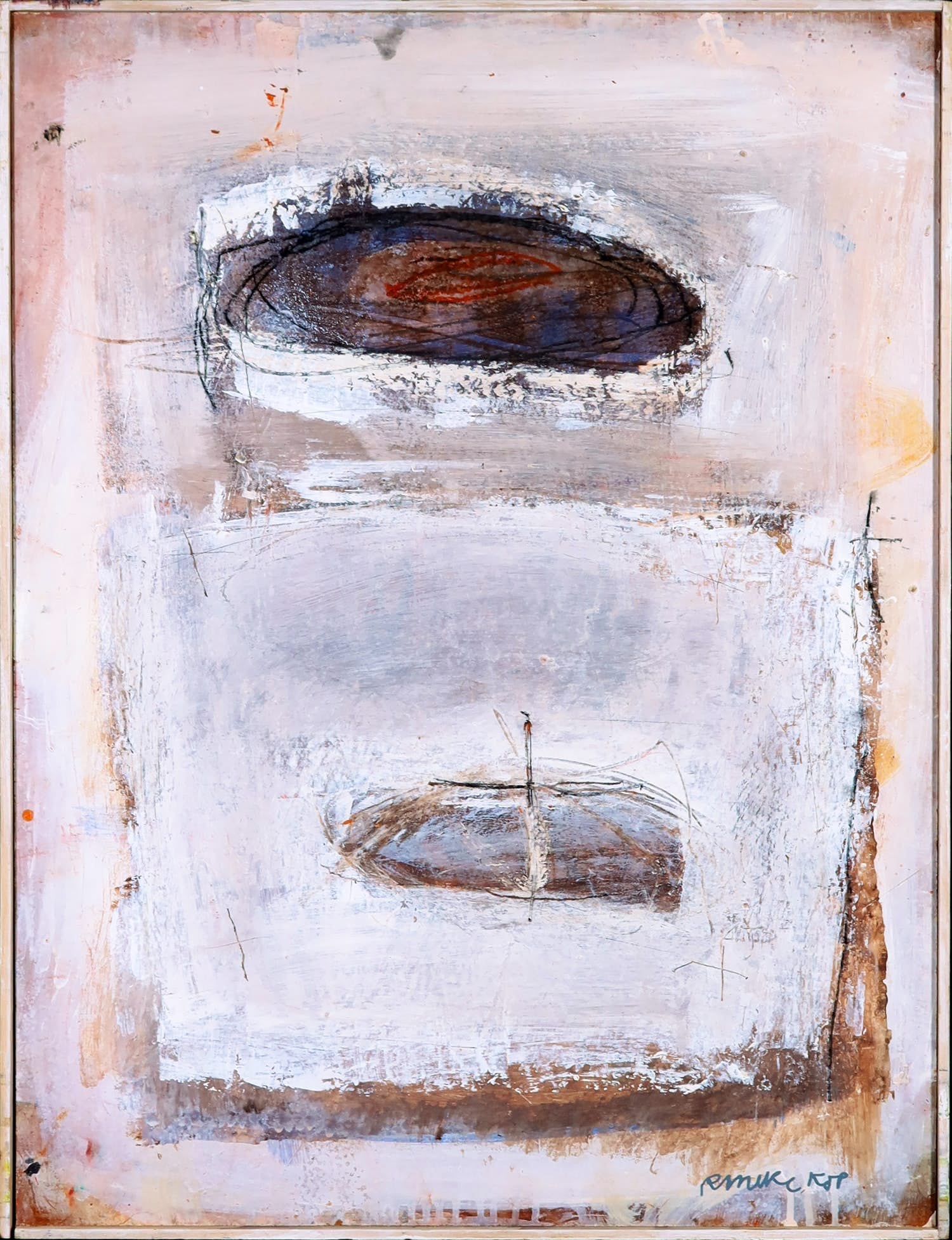 Rineke Kop - Gemengde techniek op paneel, Zonder titel - Ingelijst verkocht voor € 1!