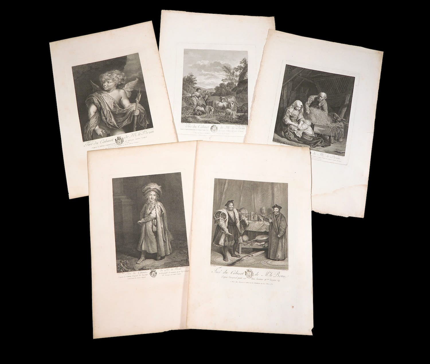 François Dequevauvillier - en andere! - Lot van 5 gravures verkocht voor € 50!