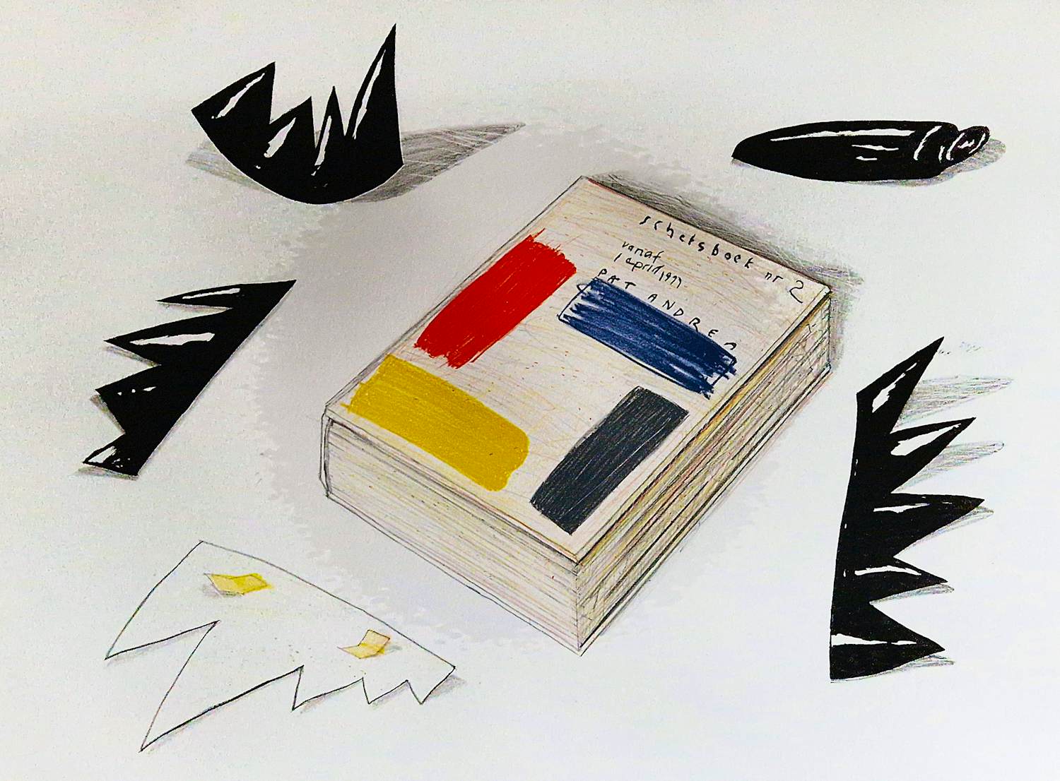 Pat Andrea - Zeer groot kleuren litho "Schetsboek nr. 2" zeer kleine oplage (15) - gesigneerd kopen? Bied vanaf 75!