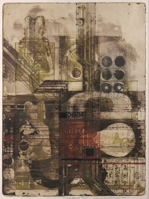 Anne Huitema - Ets, Elementen uit de elektriciteitsvoorziening - Ingelijst kopen? Bied vanaf 35!