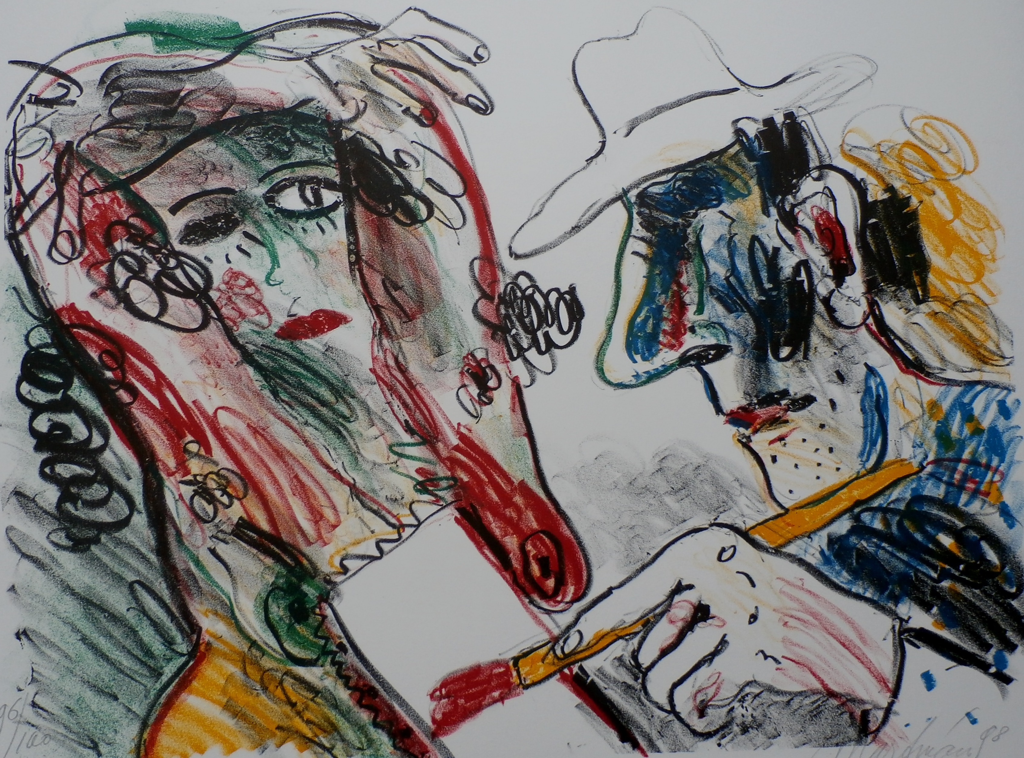 Anton Martineau - zeefdruk: De schilder en zijn model - 1998 verkocht voor € 80!