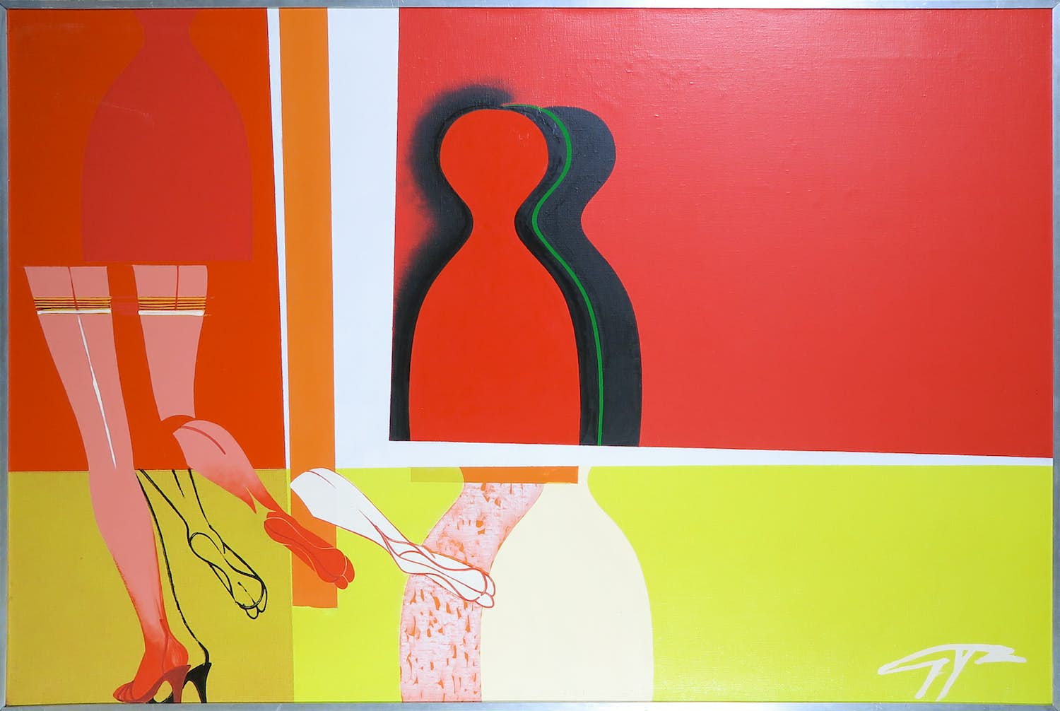 Adrian de Gijzel - Acryl op doek, Vlucht met kousen (Groot) verkocht voor € 1!