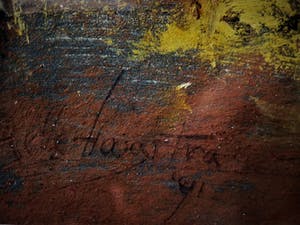 Ate Hamstra - Fries impressionist - Olieverf op papier "Stedelijk landschap" GROOT!! kopen? Bied vanaf 20!