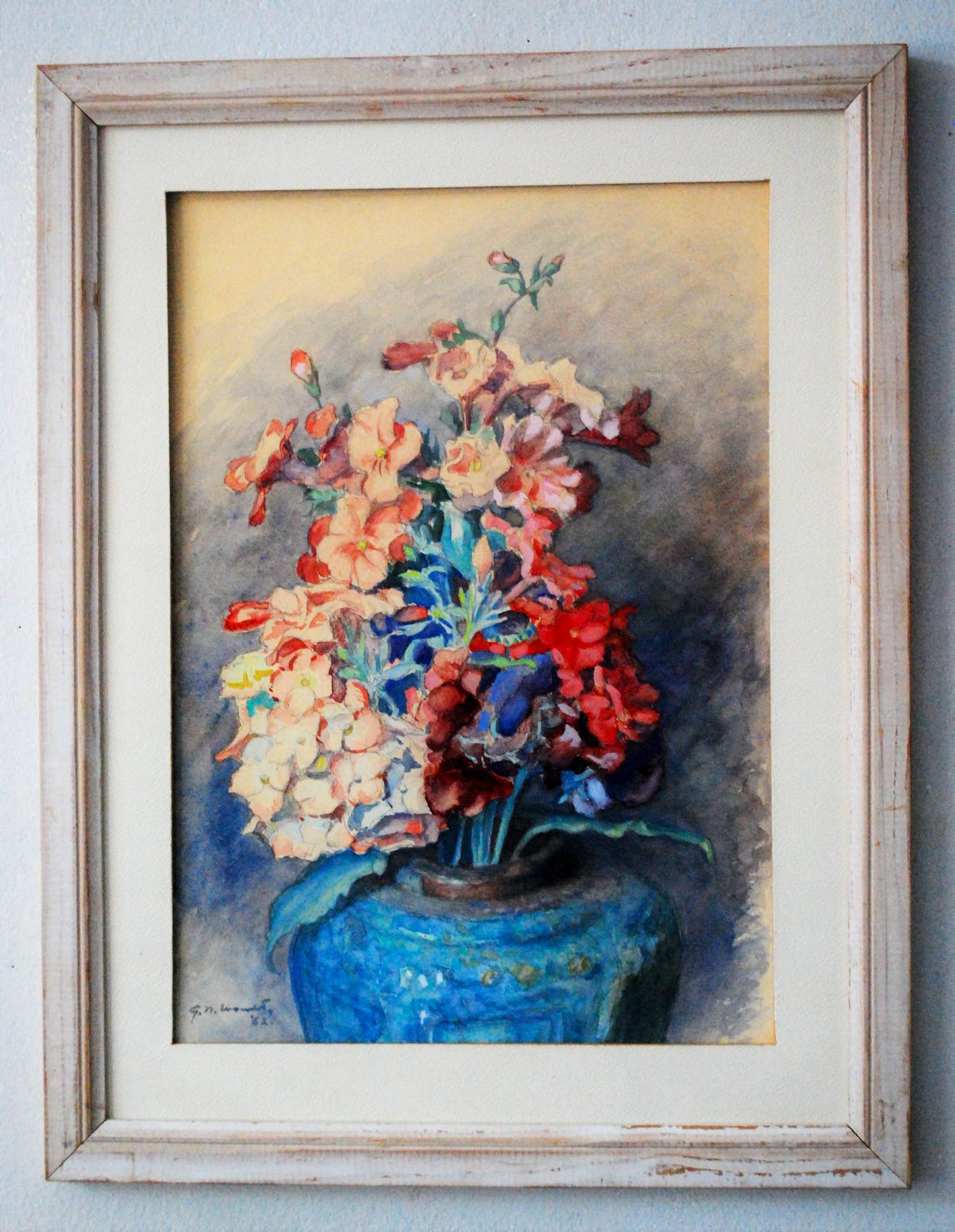 Gerrit N. Woudt - Bloemen in een gemberpotje - aquarel 1962 kopen? Bied vanaf 70!