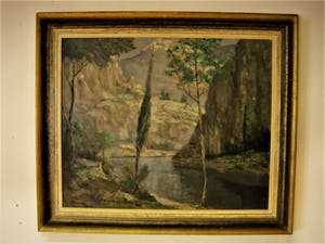 Isaac Naarden - GROOT Gesigneerd Olieverf "Frankrijk Isere Sainte-Enimie en Tarn" 1953 kopen? Bied vanaf 10!