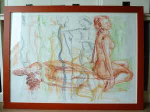 Niet of onleesbaar gesigneerd - Studie vrouwelijk naakt verkocht voor € 1!