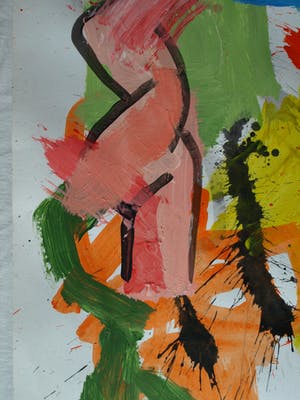 Peter Klashorst - Acrylverf op papier , Abstracte naakten in abstract landschap – 70 x 50 cm. kopen? Bied vanaf 1!