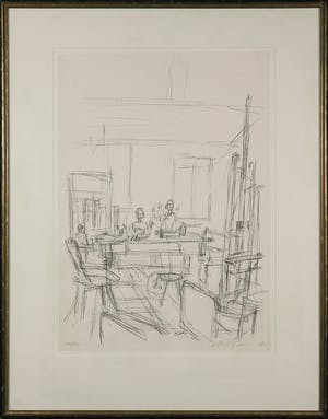 Alberto Giacometti - Litho, L'Atelier, uit de portfolio Documenta Geigy. Das Unbehagen in der Kunst (1965) - Ingelijst kopen? Bied vanaf 2000!