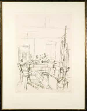 Alberto Giacometti - Litho, L'Atelier, uit de portfolio Documenta Geigy. Das Unbehagen in der Kunst (1965) - Ingelijst verkocht voor € 2000!