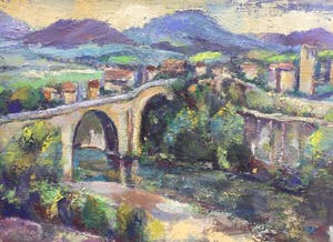 Jan Harmannus Lambeck - C4784-12, Rivierlandschap met stenen brug kopen? Bied vanaf 250!